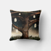 ライト素朴とメイソンジャースの付いたナイトツリー クッション (裏面)