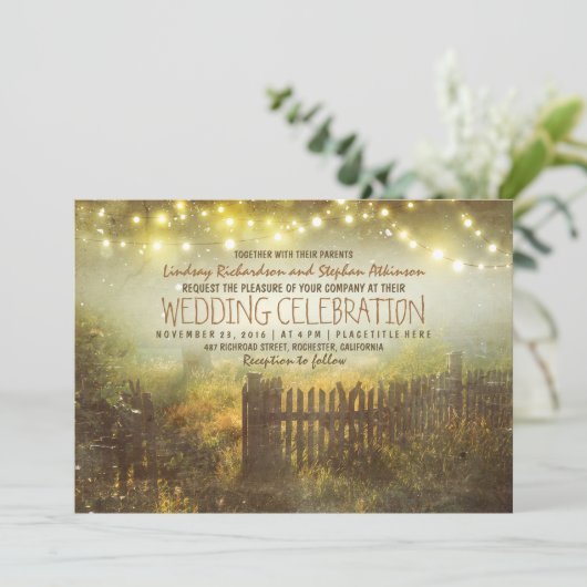 ライト素朴な国の結婚式招待状の一連 招待状 (スタンド正面)