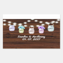 ライト素朴のステッカー付きメイスン結婚ジャー