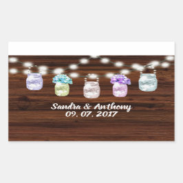 ライト素朴のステッカー付きメイスン結婚ジャー 長方形シール