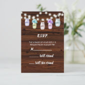 ライト素朴の結婚R.S.V.Pのメイスン・ジャー 出欠カード (スタンド正面)