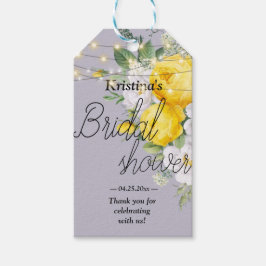 ライト素朴イエローフローラブライダルシャワー ギフトタグ