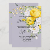 ライト素朴イエローフローラ結婚式招待状 招待状 (正面/裏面)