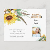 ライト素朴ウッドヒマワリブライダルシャワー写真 インビテーションポストカード (正面)