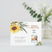 ライト素朴ウッドヒマワリブライダルシャワー写真 インビテーションポストカード (スタンド正面)