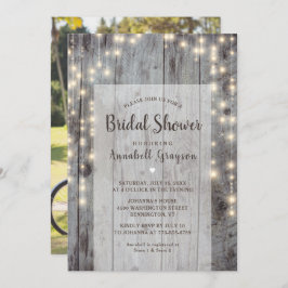 ライト素朴ウッドフォトブライダルシャワー 招待状
