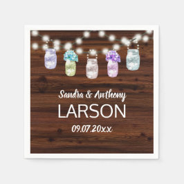 ライト素朴ズ・ナプキン付きメイソ結婚ン・ジャー スタンダードカクテルナプキン