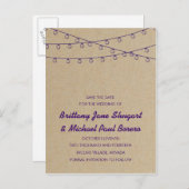 ライト素朴パープル日付の保存 案内ポストカード (正面/裏面)