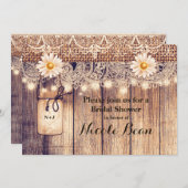 ライト素朴メイソンジャースデイジーブライダルシャワー 招待状 (正面/裏面)