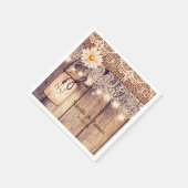 ライト素朴メイソンジャースデイジー&レース結婚ズ スタンダードカクテルナプキン (角)