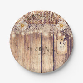 ライト素朴メイソンジャースデイジー&レース結婚ズ ペーパープレート