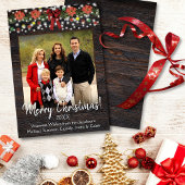 ライト素朴付きクリスマスガーランド写真 シーズンカード