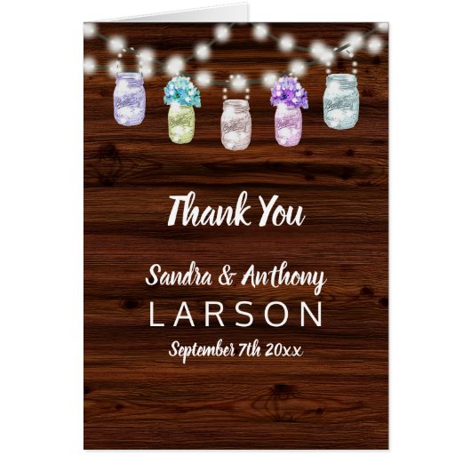 ライト素朴付きメイスン結婚ジャー (正面)