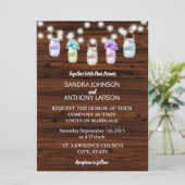 ライト素朴付きメイソンジャー結婚式招待状 招待状 (スタンド正面)