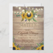 ライト素朴、ひまわりウッドスウィート16パーティー 招待状 (正面)
