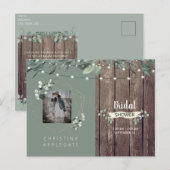 ライト素朴&ウッドフォトセージブライダルシャワーII インビテーションポストカード (正面/裏面)