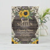 ライト素朴、レースひまわりダークウッド甘い16 招待状 (スタンド正面)