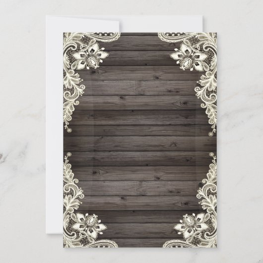 ライト素朴、レースひまわりダークウッド甘い16 招待状 (裏面)