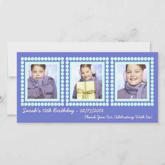 ライト紫色の誕生日の花型女性歌手の彼女の写真 サンキューカード (正面)