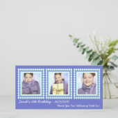 ライト紫色の誕生日の花型女性歌手の彼女の写真 サンキューカード (スタンド正面)