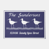 ライト航海のネイビーブルー白サンドピアズドオーマット ドアマット (正面)