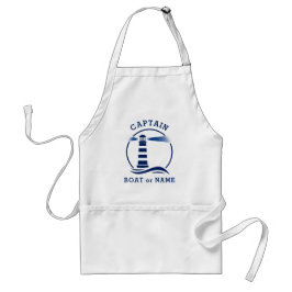 ライト航海のハウスキャプテンボートまたは名前ネイビーブルー スタンダードエプロン