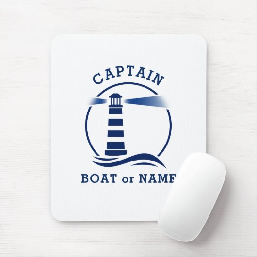 ライト航海のハウスキャプテン&ボートまたは名前ネイビー マウスパッド (マウス)