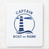 ライト航海のハウスキャプテン&ボートまたは名前ネイビー マウスパッド (正面)