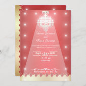 ライト赤シャンデリア 招待状 (正面/裏面)