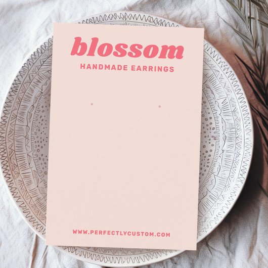 ライト赤面ピンクのレトロフォントロゴピンクのイヤリングカード