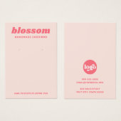 ライト赤面ピンクのレトロフォントロゴピンクのイヤリングカード (正面&裏面)