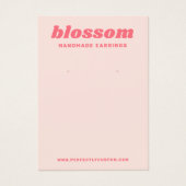 ライト赤面ピンクのレトロフォントロゴピンクのイヤリングカード (正面)