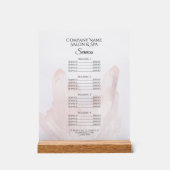 ライト赤面ピンククリスタルサロンスパサービスメニュー アクリルサイン (正面)