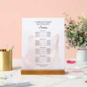 ライト赤面ピンククリスタルサロンスパサービスメニュー アクリルサイン (ウェディング)