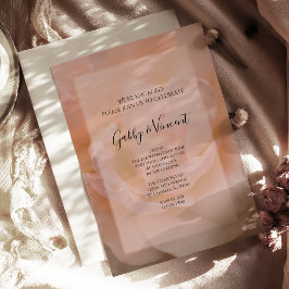 ライト赤面ピンクローズフローラ婚約パーティ 招待状