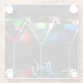 ライト違う付きマルティーニ眼鏡のカクテル ガラスコースター (裏面)