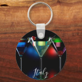 ライト違う付きマルティーニ眼鏡のカクテル キーホルダー (正面)