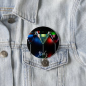 ライト違う付きマルティーニ眼鏡のカクテル 缶バッジ (インサイチュ)