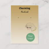 ライト金ゴールドカラーかわいらし、女の子顔イヤリングカード 名刺 (正面)