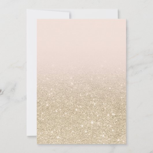 ライト金ゴールドグリッターグラデーションピンクのスクリプト甘い16 招待状 (裏面)