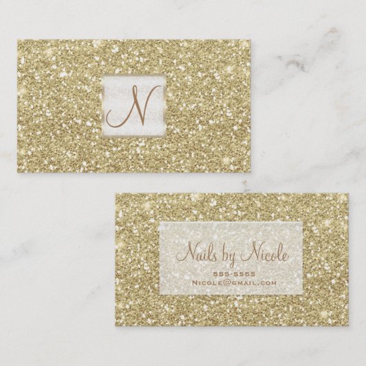 ライト金ゴールドグリッターシックグラムグリジーサロンスパ 名刺 (正面/裏面)