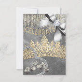 ライト金ゴールドシルバー、クラウンダイヤモンドブルーパーティー 招待状 (正面)