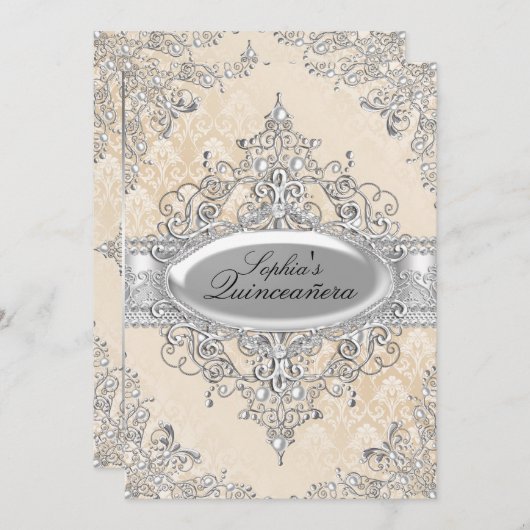 ライト金ゴールドパールヴィンテージグラマーキンセアニェラ 招待状 (正面/裏面)