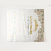 ライト金ゴールドフローラティアラキンセアニェラ写真背景 タペストリー (正面(横))