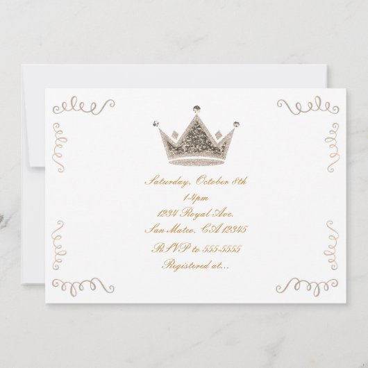 ライト金ゴールド王室のクラウン&紙吹雪パーティの招待状 招待状 (裏面)