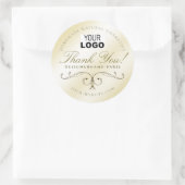 ライト金ゴールド色グラデーションのグラデーション華美ロゴ ラウンドシール (バッグ)