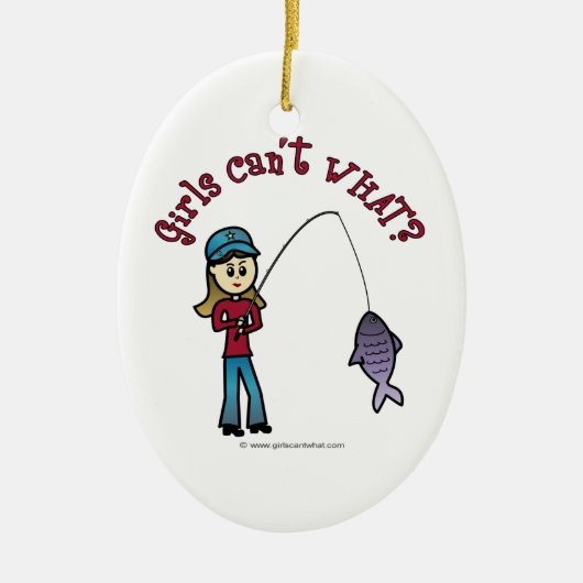 ライト魚釣りガール セラミックオーナメント (正面)
