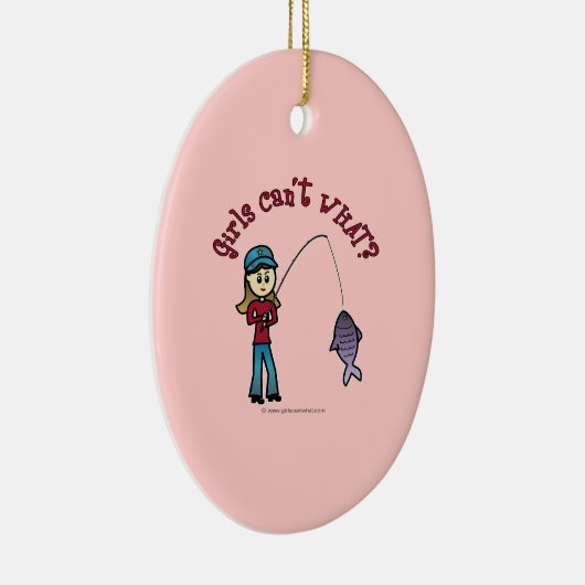 ライト魚釣りガール セラミックオーナメント (右)