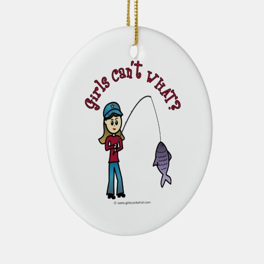 ライト魚釣りガール セラミックオーナメント (右)