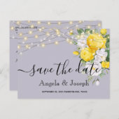 ライト黄色のフローラ保存日付 案内ポストカード (正面/裏面)